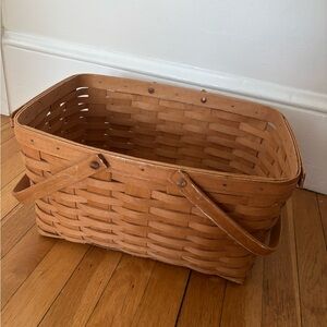 Vintage 90s Longaberger basket 14 in x 7 in x 9 in handwoven basket made in USA